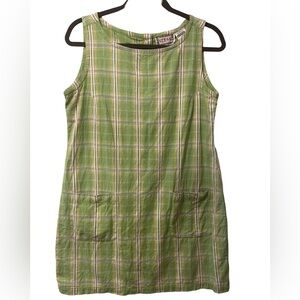 Vintage Green Plaid Mini Dress